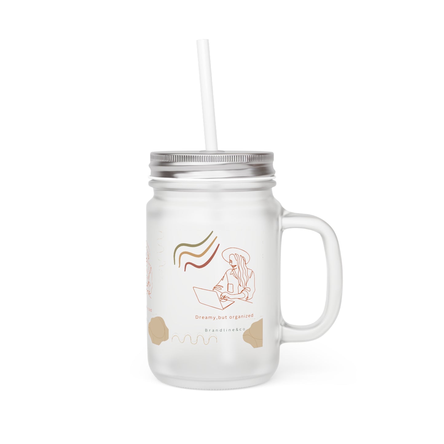 Dream Big Organized Mason Jar with Straw - Cute Office Drinkware