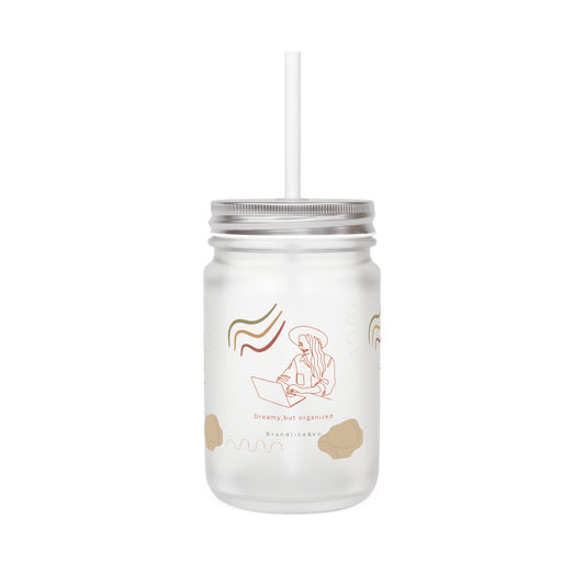 Dream Big Organized Mason Jar with Straw - Cute Office Drinkware